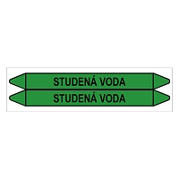 Značení potrubí, studená voda,2 ks, 450 × 52 mm